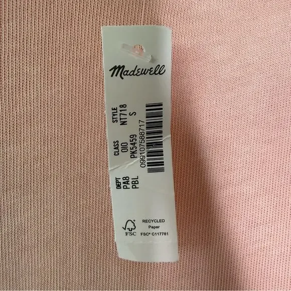 Madewell | NEW Relaxed Long Sleeve Raglan Tee Pale Blush Size Small - Picture 6 of 10